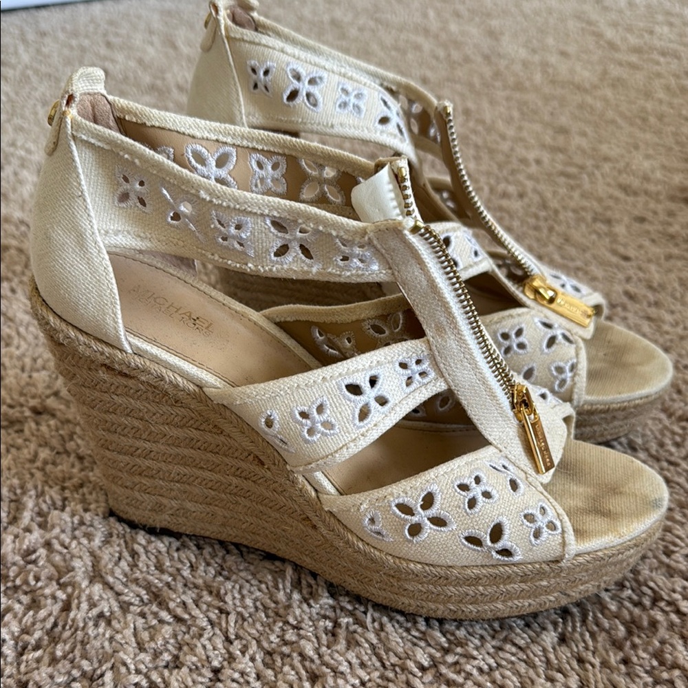 MICHAEL Michael Kors Cream Espadrille Wedges